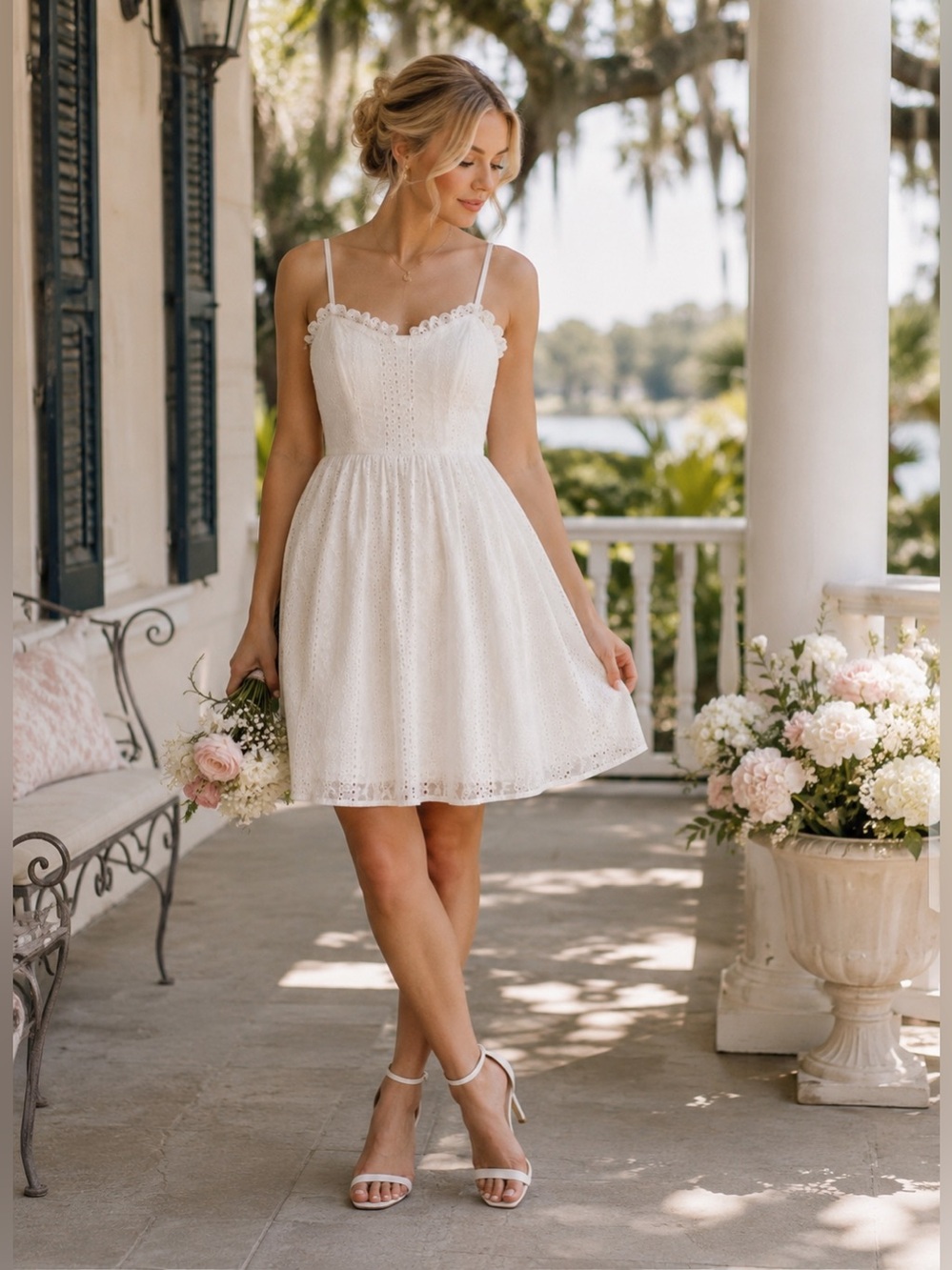 Petal & Pup White Eyelet Mini Dress XL Cottagecore Bridal Shower Summer